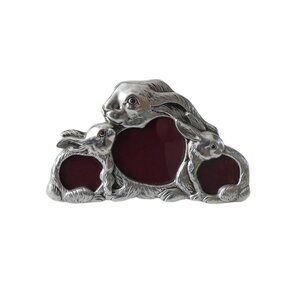 Arthur Court 3 Section Bunny Family Tabletop Picture Frame Silver Color 8"X5"